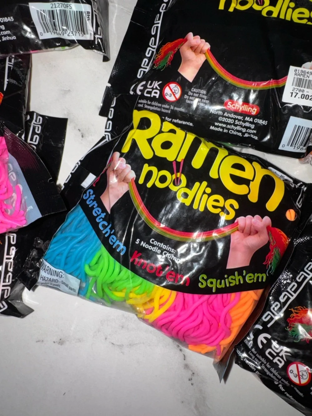 Needoh Ramen Noodlies Sensory Stretch Toys - Neon Multicolor